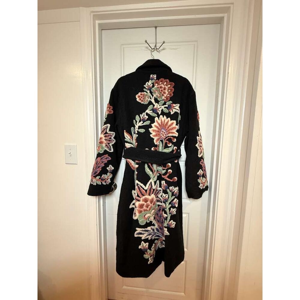 Farm Rio Marvelous Garden Fleece Coat Black Size Large - Picture 4 of 6